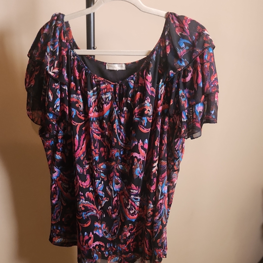 Vibrant Ruffle Sleeve Blouse